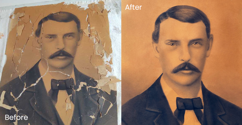 photography restoration male portrait photo before & after