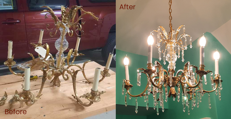 antique lamp chandelier restoration chandelier before & after