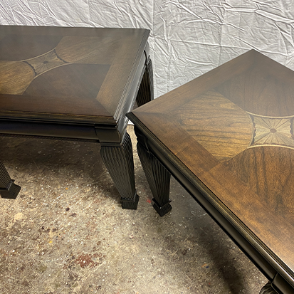 refinishing: darkened end tables after