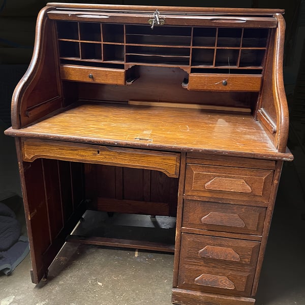 refinishing: secretary desk before