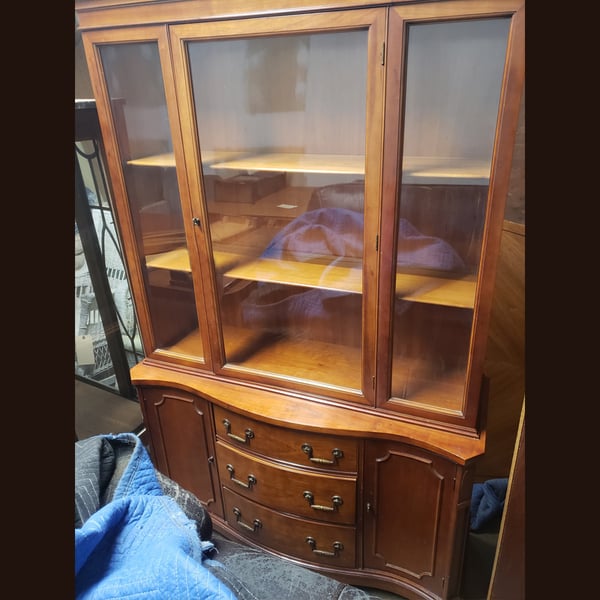 refinishing: white china cabinet before