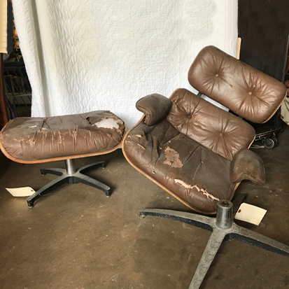 restoration specialties leather vinyl eames armchair before