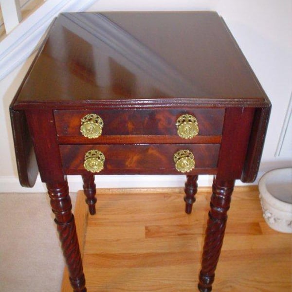 antique furniture restoration: 1826 french polish side table after