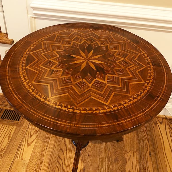 antique furniture restoration: inlay side table after