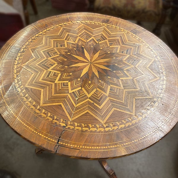 antique furniture restoration: inlay side table before