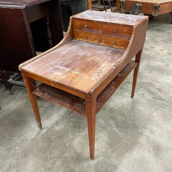 antique furniture restoration: mahogany side table before
