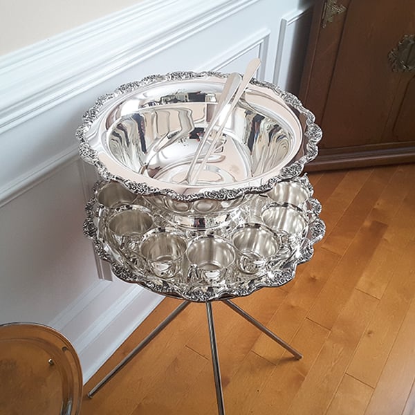 silver restoration: silver punch bowl after