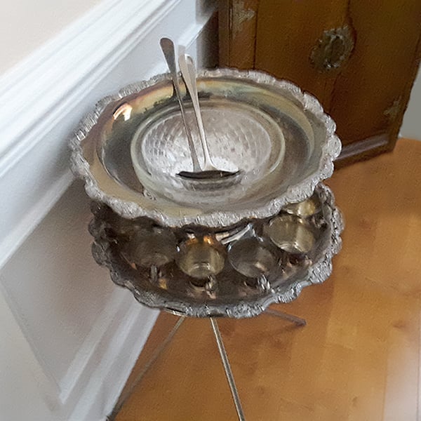 silver restoration: silver punch bowl before