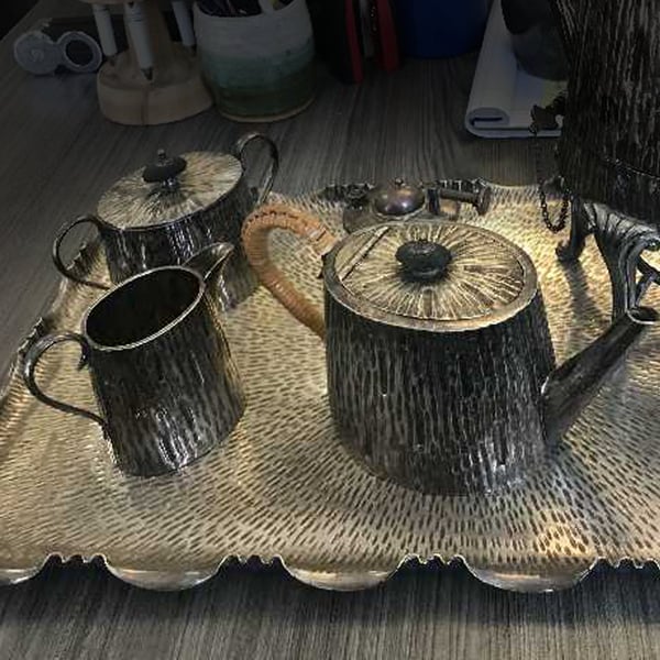 silver restoration: silver tea set 2 before