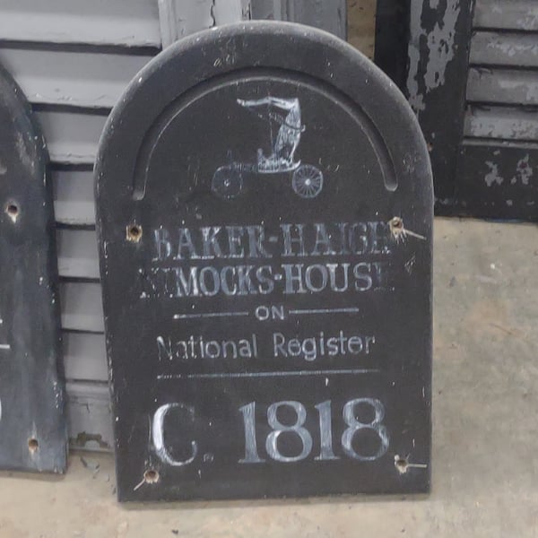 antique sign restoration: heritage square house sign before