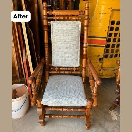 after-Rocking Chair 2 Antique Furniture Refinishing; Upholstery; raleigh, nc Edwards