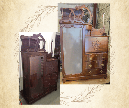 antique desk and cabinet - antique wood repair and restoration