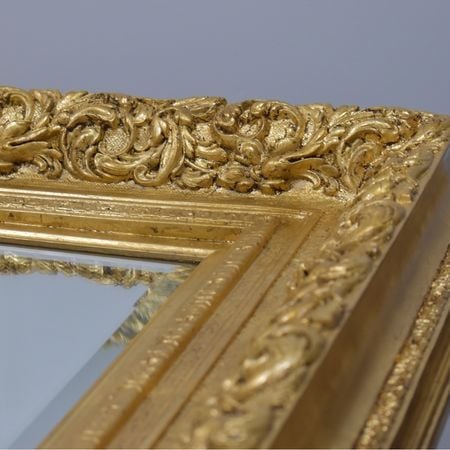 antique gilded mirror, after restoration, faux patina