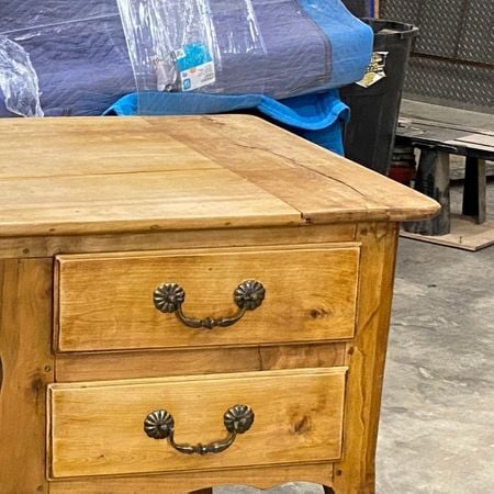 badly split desk; right side; antique furniture repair; wood furniture; raleigh, nc