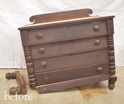 before Antique buffet - chest of drawers- furniture repair and restoration- raleigh, nc