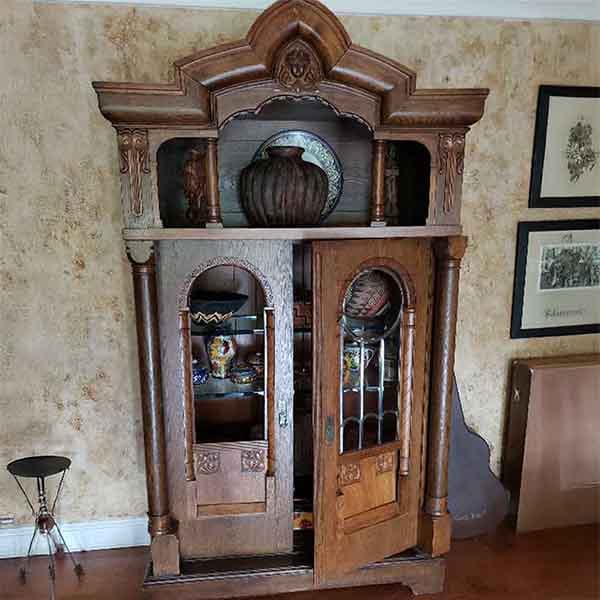 curio cabinet before glass replacement