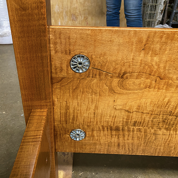 custom furniture curly maple bed detail 2