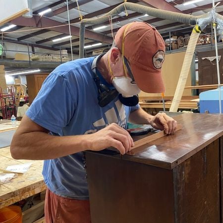 dry fitting spline into a split; cracked wooden furniture; antique repair; raleigh, nc