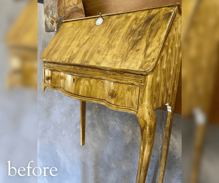 antique desk before restoration
