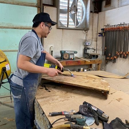 removing damaged veneer; raleigh, nc; antique repair; furniture repair