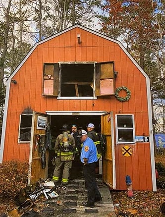 A Mumford Customers Storage Barn after a Fire _Fire and Water Restoration