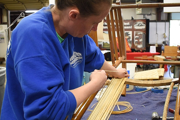 Traditional upholstery work at the Antique Craftsman Showcase
