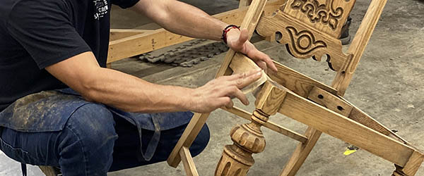 Traditional wood restoration work at the Antique Craftsman Showcase