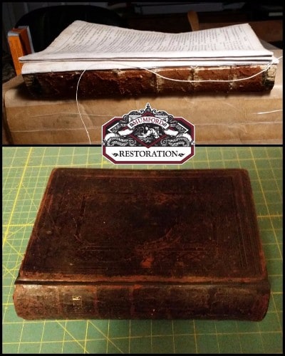before and after of book restoration