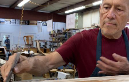 Abel Sr and close-up of restoration work