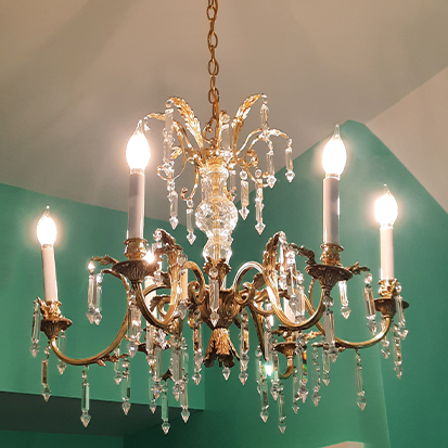 restoration specialties: brass restoration chandelier after