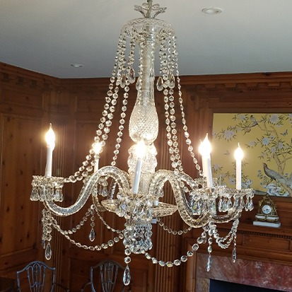 restoration specialties: glass crystal chandelier after
