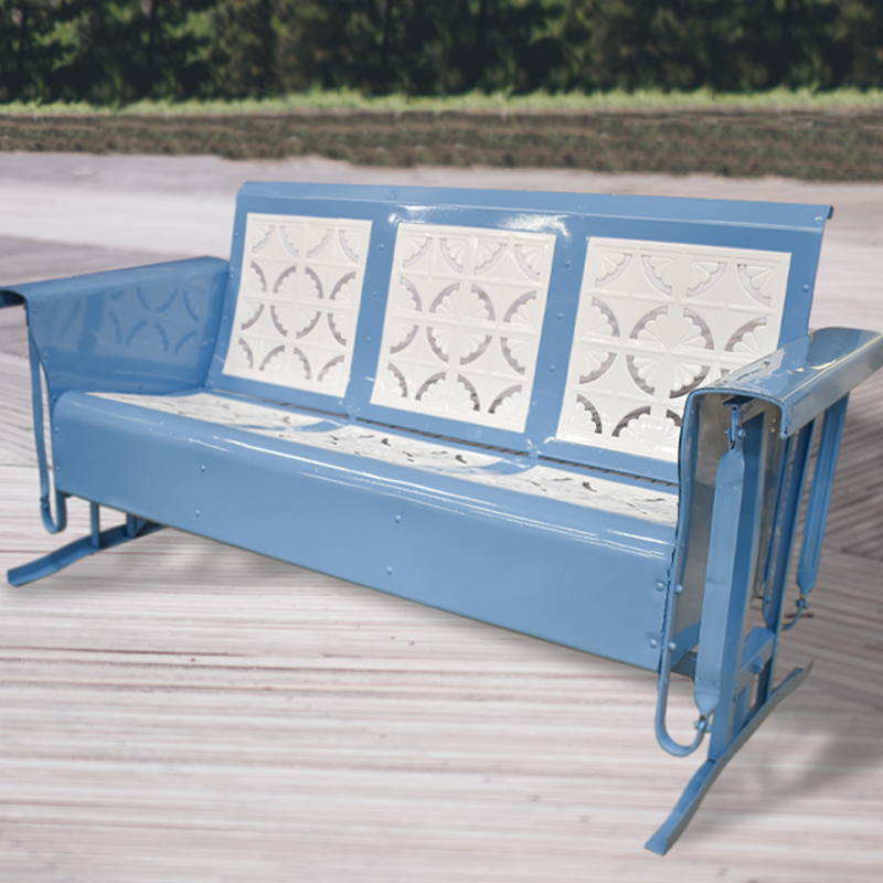 restoration specialties: patio furniture light blue and white glider after