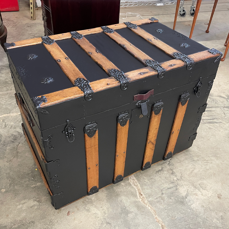 antique trunk restoration flat top trunk after