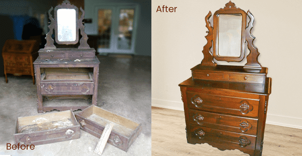 featured image walnut dresser before & after
